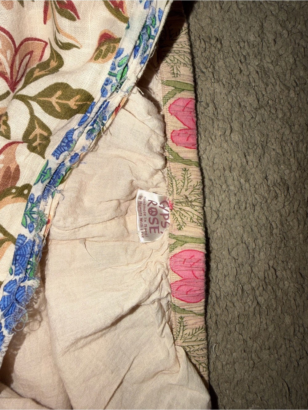Boho Floral Patchwork Flare Pants - White & Multicolor - Picture 6 of 9